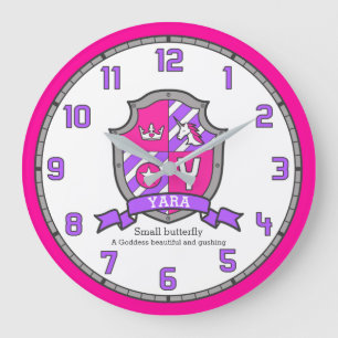 Yara letter Y name meaning heraldry knights shield Large Clock