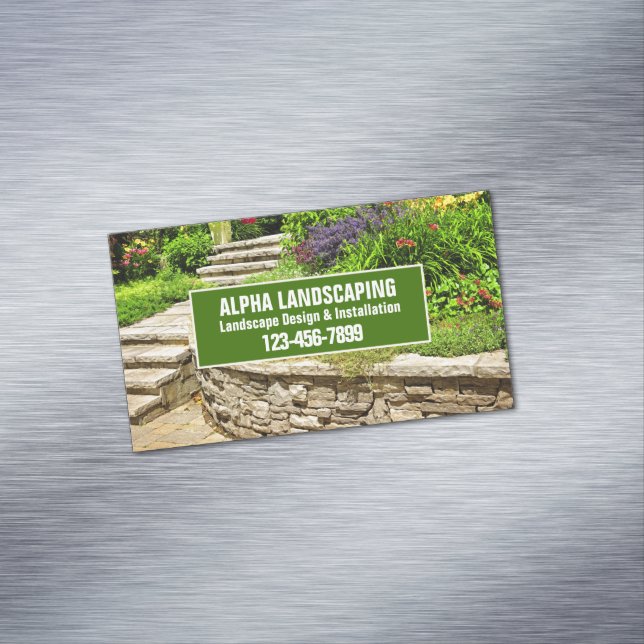 Yard Lawn Care Gardening Landscaper Landscaping  Magnetic Business Card (In Situ)