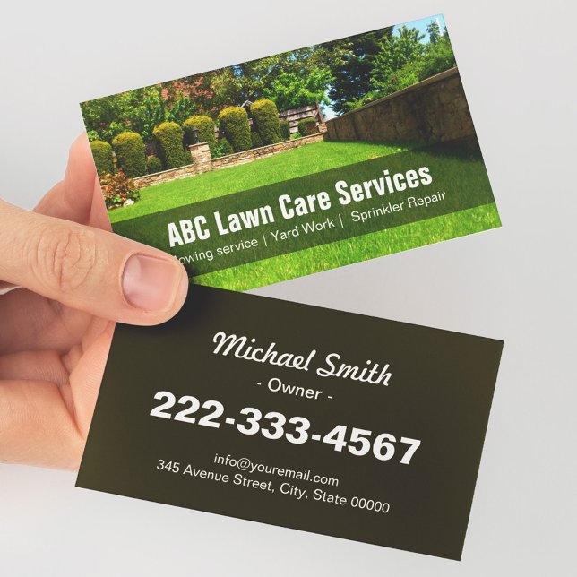 Yard Lawn Care Gardening Landscaping Green Grass Business Card (Creator Uploaded)
