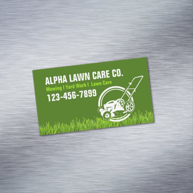 Yard Lawn Care Landscape Landscaping Grass Mowing  Magnetic Business Card (In Situ)