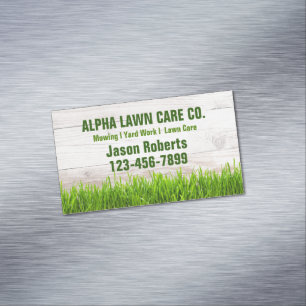 Yard Lawn Care Landscape Landscaping Grass Mowing Magnetic Business Card