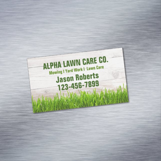 Yard Lawn Care Landscape Landscaping Grass Mowing  Magnetic Business Card (In Situ)