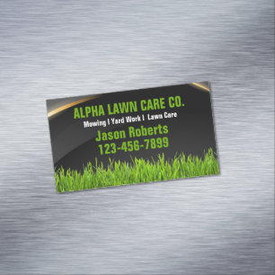 Yard Lawn Care Landscape Landscaping Grass Mowing Magnetic Business Card
