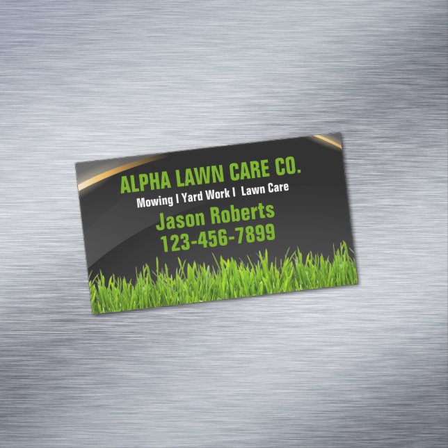 Yard Lawn Care Landscape Landscaping Grass Mowing  Magnetic Business Card (In Situ)