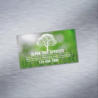 Yard Lawn Care Landscaping Arborist Tree Service Magnetic Business Card