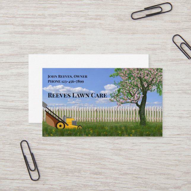 Yard Lawncare Landscaping Service Business Card (Front/Back In Situ)