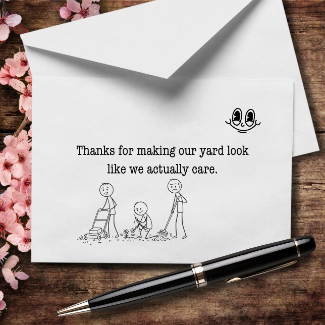 Yard Look Like We Care Funny Landscaping Thank You Card (We tried. They fixed it. 😂)
