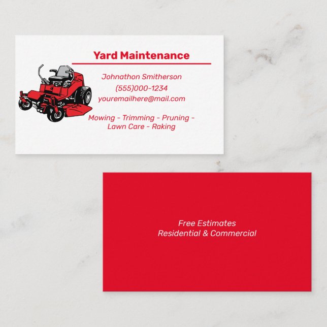 Yard maintenance business card (Front/Back)