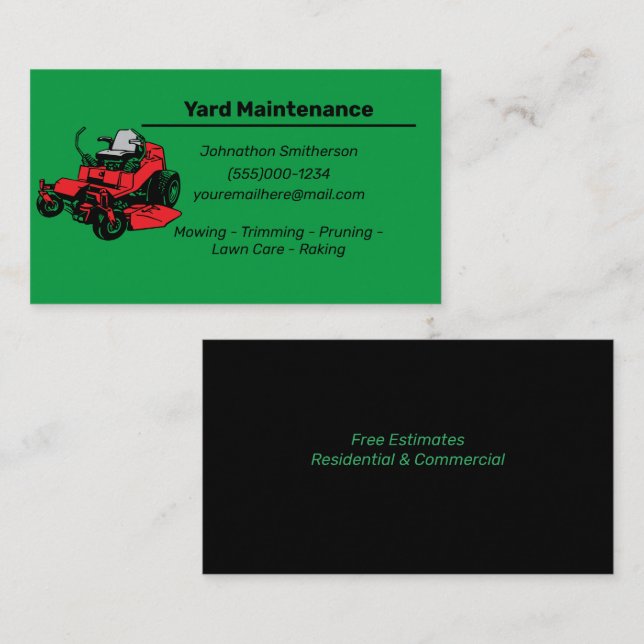 Yard maintenance business card (Front/Back)