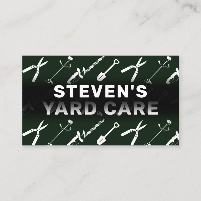 Yard maintenance tools pattern Business Card (Front)