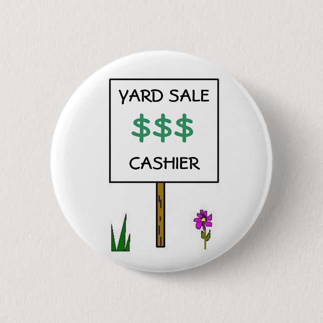YARD SALE CASHIER - button (Front)