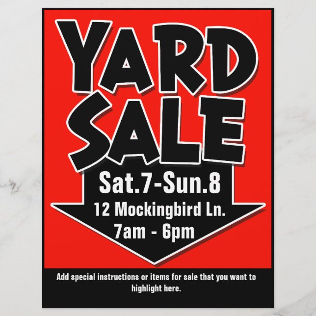 YARD SALE customisable flyer/poster Flyer (Front)