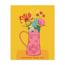 YARD SALE - Floral vintage garden announcement