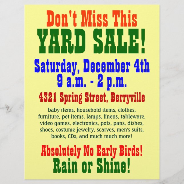 Yard Sale Flyer (Front)