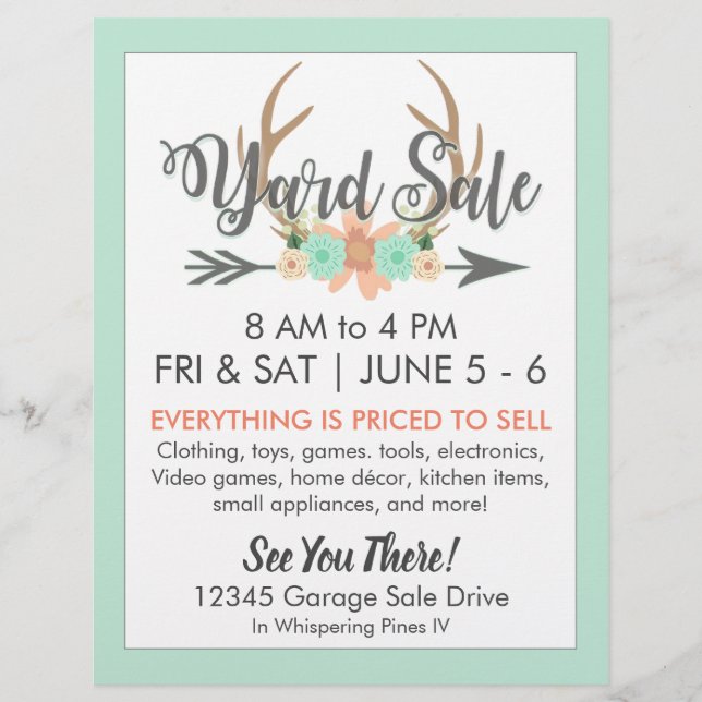 Yard Sale Flyer Template (Front)