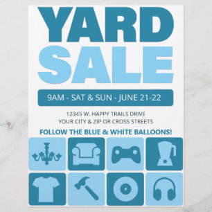 Yard Sale Flyer Template (Aqua Blue)