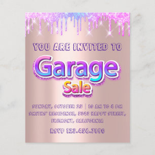 Yard Sale Garage Sale Holograph Drips Pink Flyer
