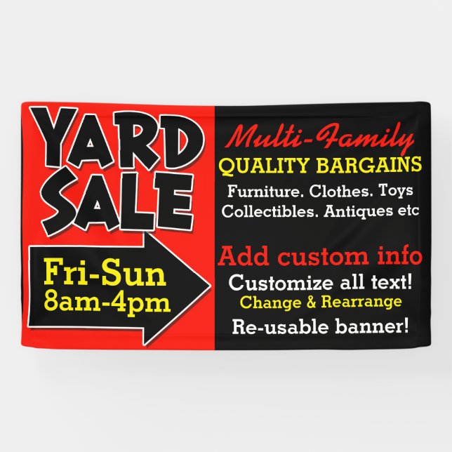 Yard Sale Garage Sale Reusable Advertising Banner (Horizontal)