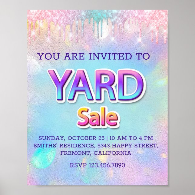 Yard Sale PINK Drips Holographic Annucement Poster (Front)
