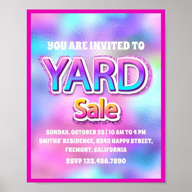 Yard Sale Pink Glitter Pastel Holographic Pinky Poster (Front)