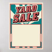 Yard Sale vintage sign poster retro stripes colour