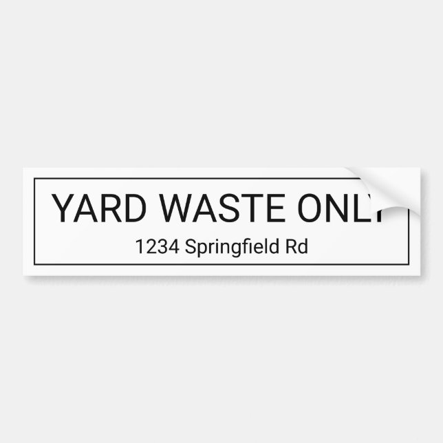 Yard Waste Can Address Label Sticker (Front)