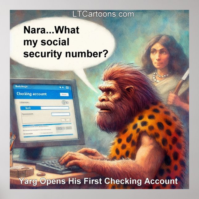 Yarg’s First Login: Banking Like a Caveman Poster (Front)