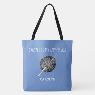 Yarn and crochet hook, personalised, your name tote bag