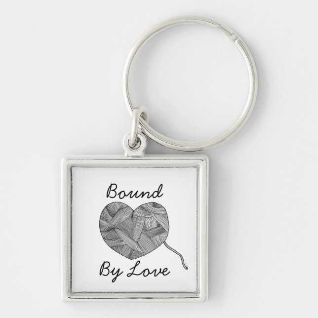 Yarn Ball Heart Illustration Key Ring (Front)