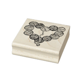 Yarn Ball Heart Rubber Stamp