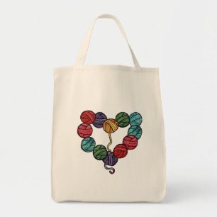 Yarn Ball Heart Tote Bag