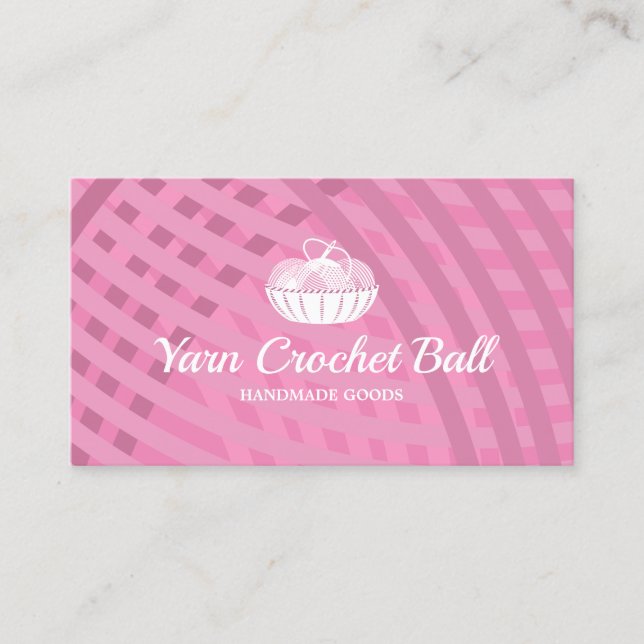 Yarn Ball Knitting Crochet Pink Business Card (Front)