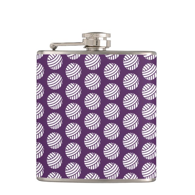 Yarn Ball Print Crafts {Dark} Hip Flask (Front)