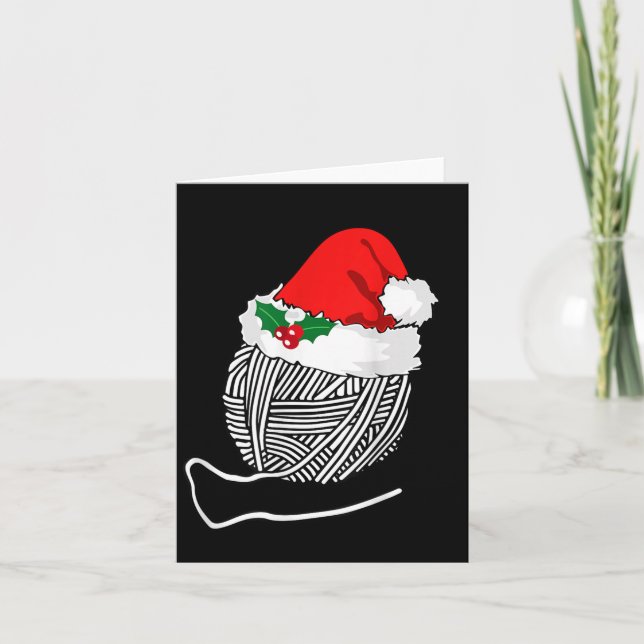 Yarn Ball Santa Knitting T Shirt Christmas Women's Card (Front)