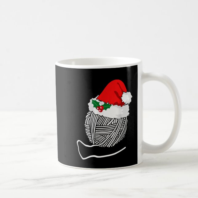 Yarn Ball Santa Knitting T Shirt Christmas Women's Coffee Mug (Right)