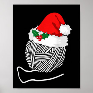 Yarn Ball Santa Knitting T Shirt Christmas Women's Poster