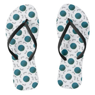 Yarn Ball Teal - Craft Lover Flip Flops