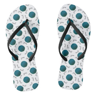 Yarn Ball Teal - Craft Lover Flip Flops