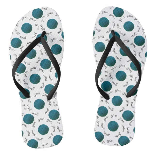 Yarn Ball Teal - Craft Lover Flip Flops (Footbed)