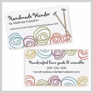 Yarn balls knitter knitting needles craft show business card
