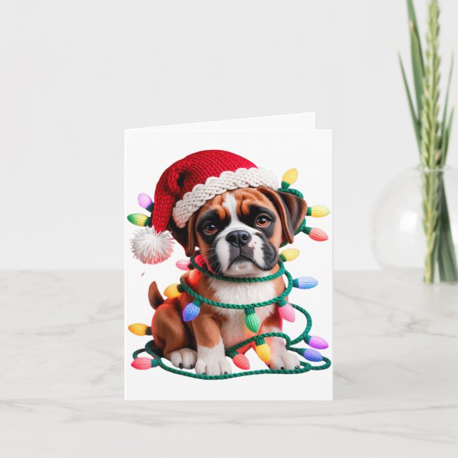 Yarn Boxer Dog Sewing Knitting Crocheting Christma Card (Front)