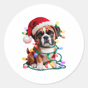 Yarn Boxer Dog Sewing Knitting Crocheting Christma Classic Round Sticker