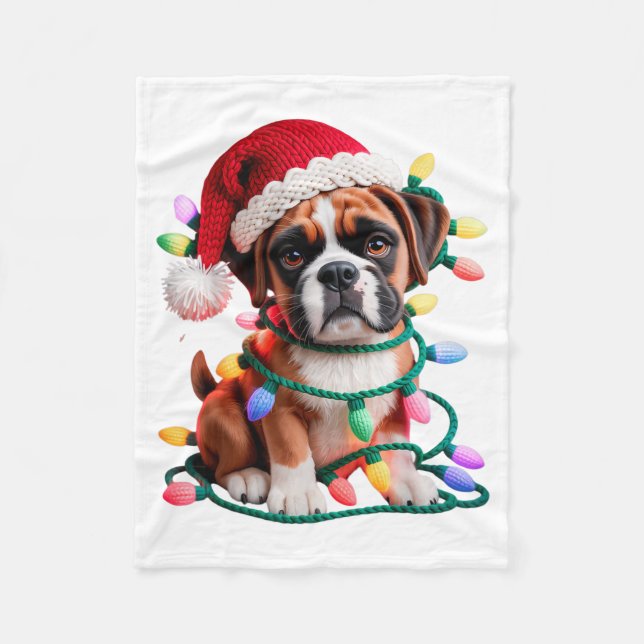 Yarn Boxer Dog Sewing Knitting Crocheting Christma Fleece Blanket (Front)