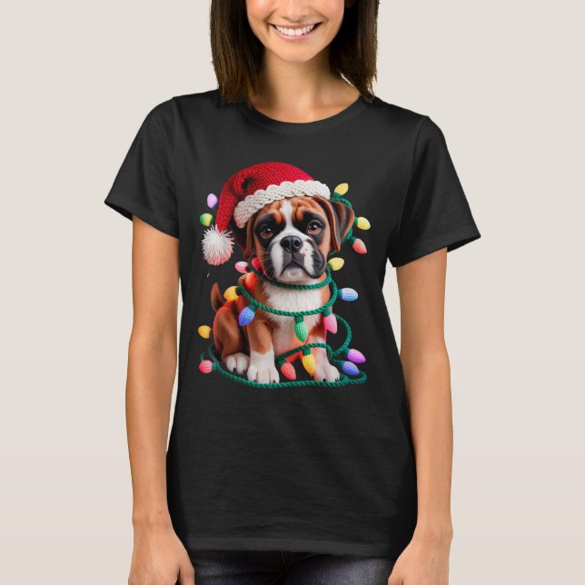 Yarn Boxer Dog Sewing Knitting Crocheting Christma T-Shirt (Front)