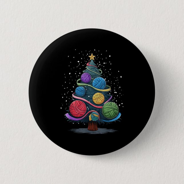 Yarn Christmas Tree  6 Cm Round Badge (Front)
