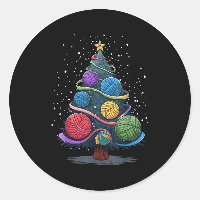 Yarn Christmas Tree  Classic Round Sticker (Front)