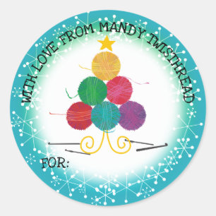 Yarn christmas tree crochet hooks crafts classic round sticker