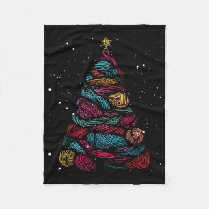 Yarn Christmas Tree Crochet Knitting Xmas Fleece Blanket