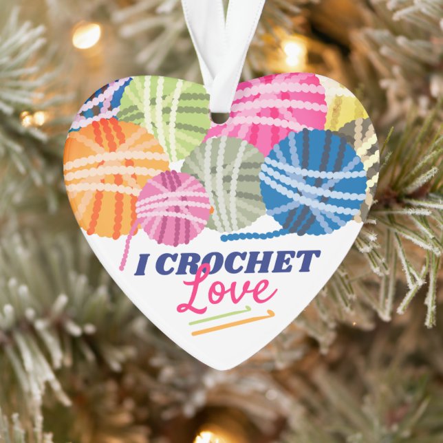 Yarn crochet hooks love personalised Christmas Ornament (Tree)