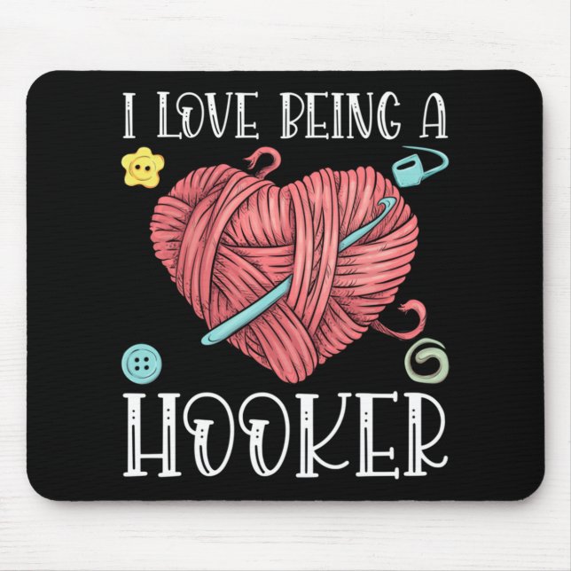 Yarn Crocheting Knitting Day Mouse Mat (Front)